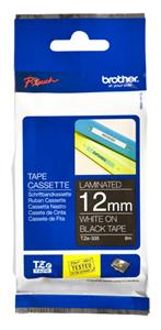 Brother Nastro Bianco su nero TZe-335 TZ-335 12 mm x 8 m, laminato