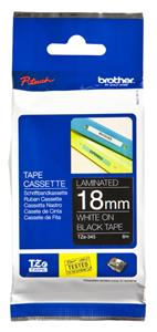 Brother Nastro Bianco su nero TZe-345 TZ-345 18 mm x 8 m, laminato