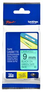 Brother Nastro Nero su verde TZe-721 TZ-721 9 mm x 8 m, laminato